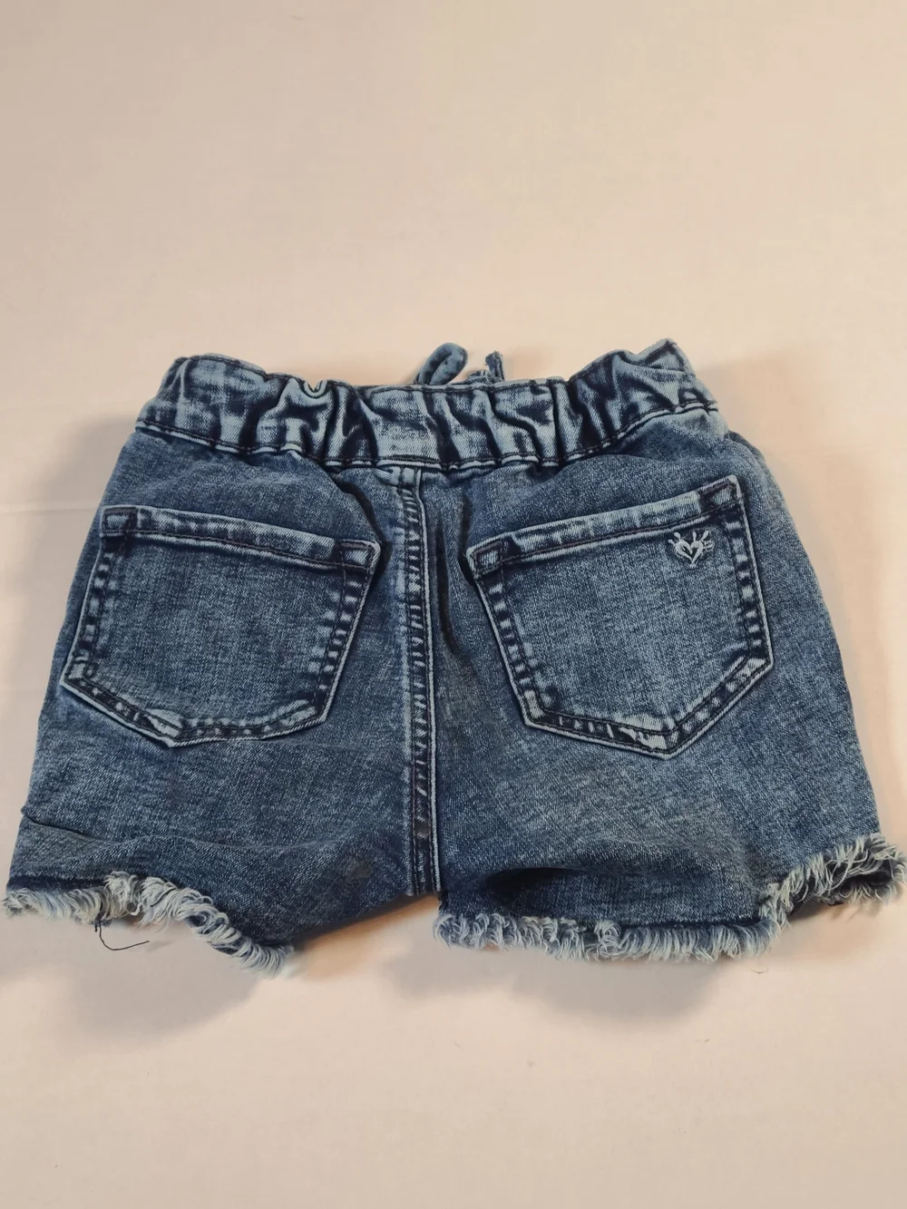 Justice Stylish Lace-Up Frayed Hem Girls Denim Shorts Dark Blue Size 8 Slim EUC